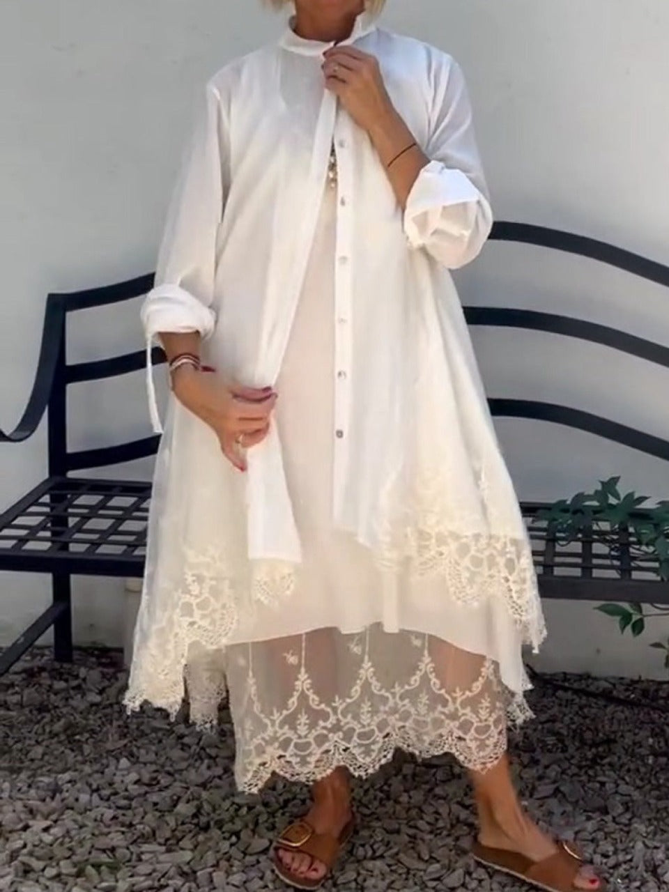 Women's Lace Dress Set (Dress and Cardigan）
